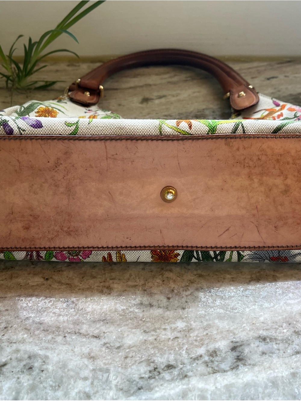 Gucci Flora 2 Handle Purse Canvas Leather Multi Color & Colorful Floral GoldRARE - Picture 5 of 15